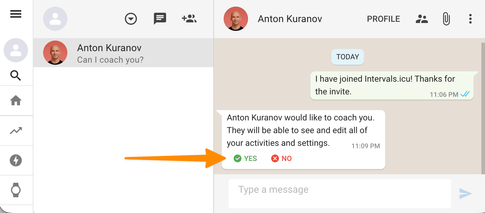 Запрос на тренерство